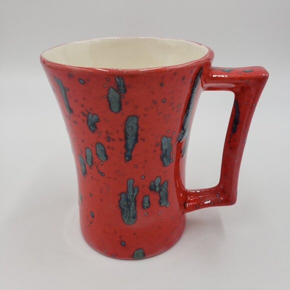 Vintage 70s Drip Glazed Mug Red - Picture 1 of 8